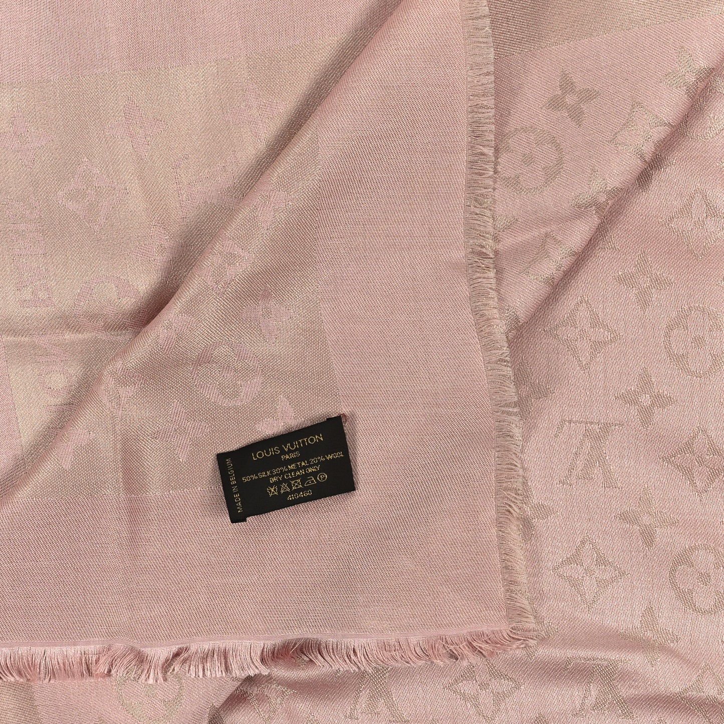 Silk Wool Monogram Shawl Rose
