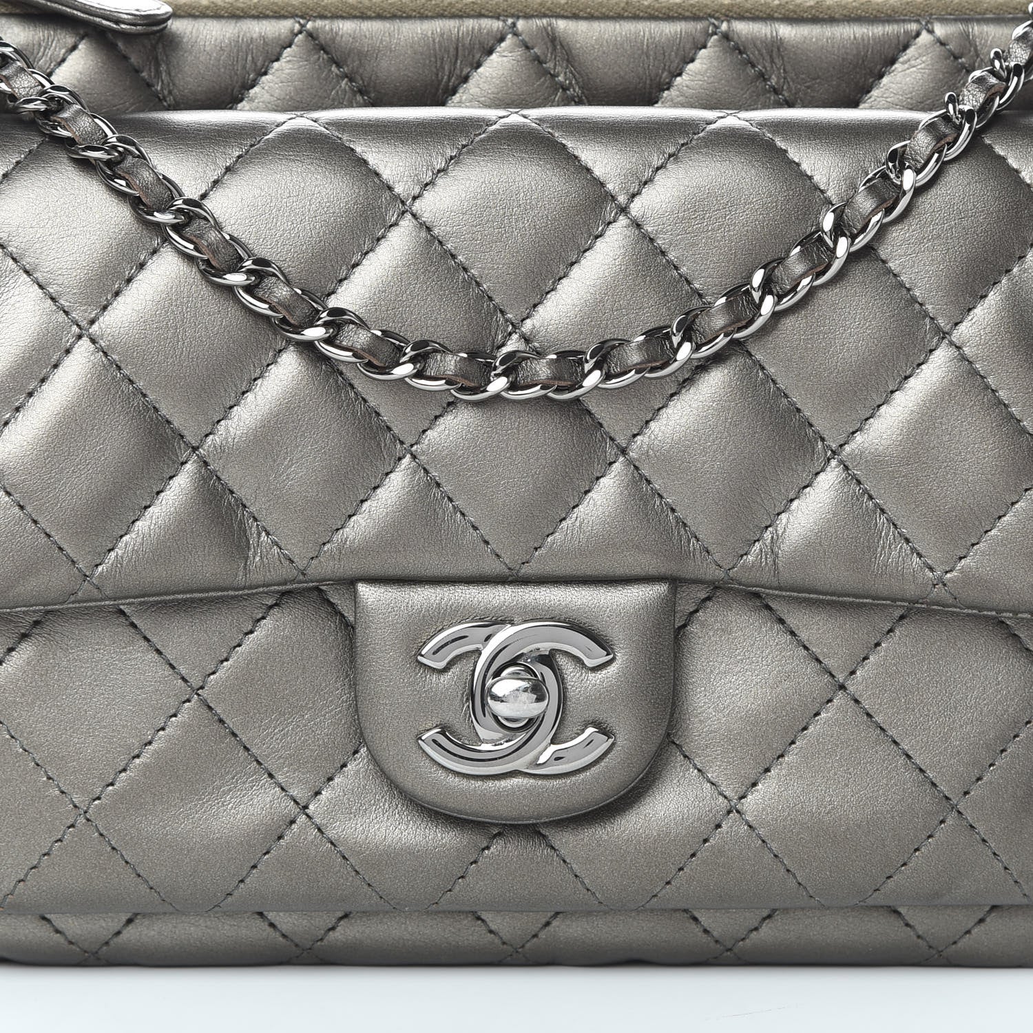 Chanel Metallic Lambskin Quilted Daily Zip Crossbody Bag Bronze 8 of 17