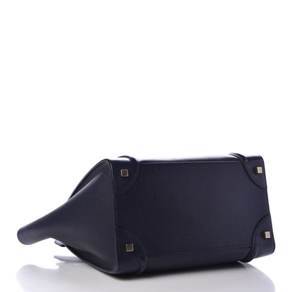 Celine Goatskin Mini Luggage Dark Blue Black 4 of 10