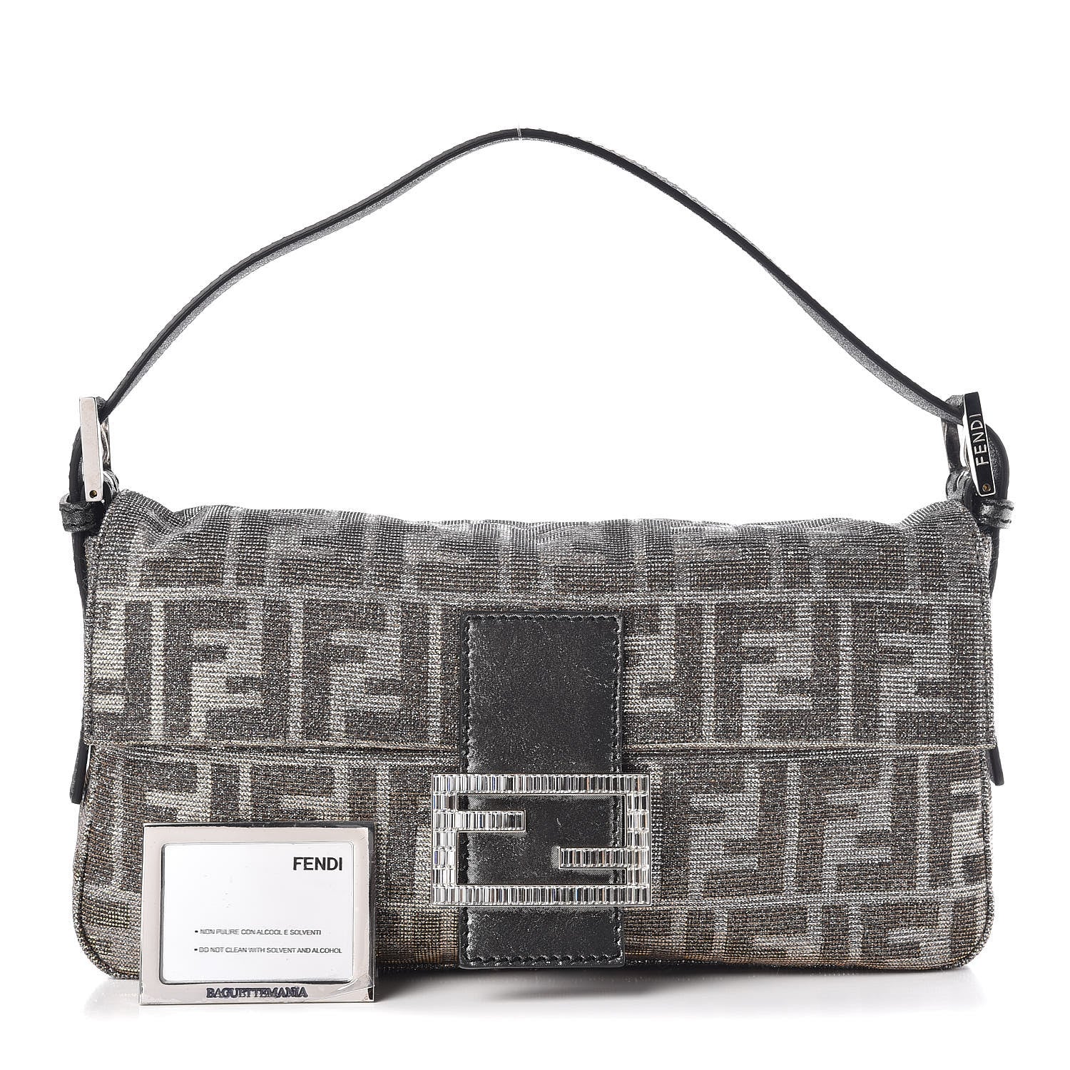 Fendi Metallic Lurex Zucca Vitello Baguette Oro Argento 1 of 8