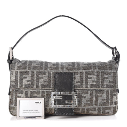 Fendi Metallic Lurex Zucca Vitello Baguette Oro Argento 1 of 8