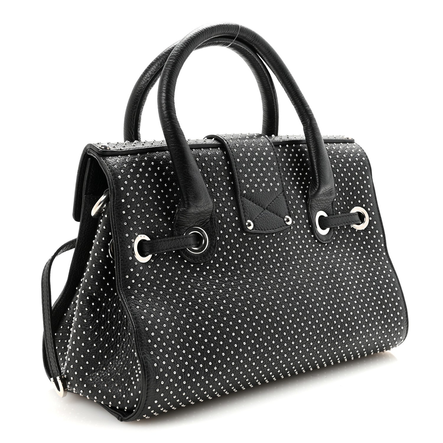 Jimmy Choo Studded Calfskin Rosalie Satchel Black 3 of 9