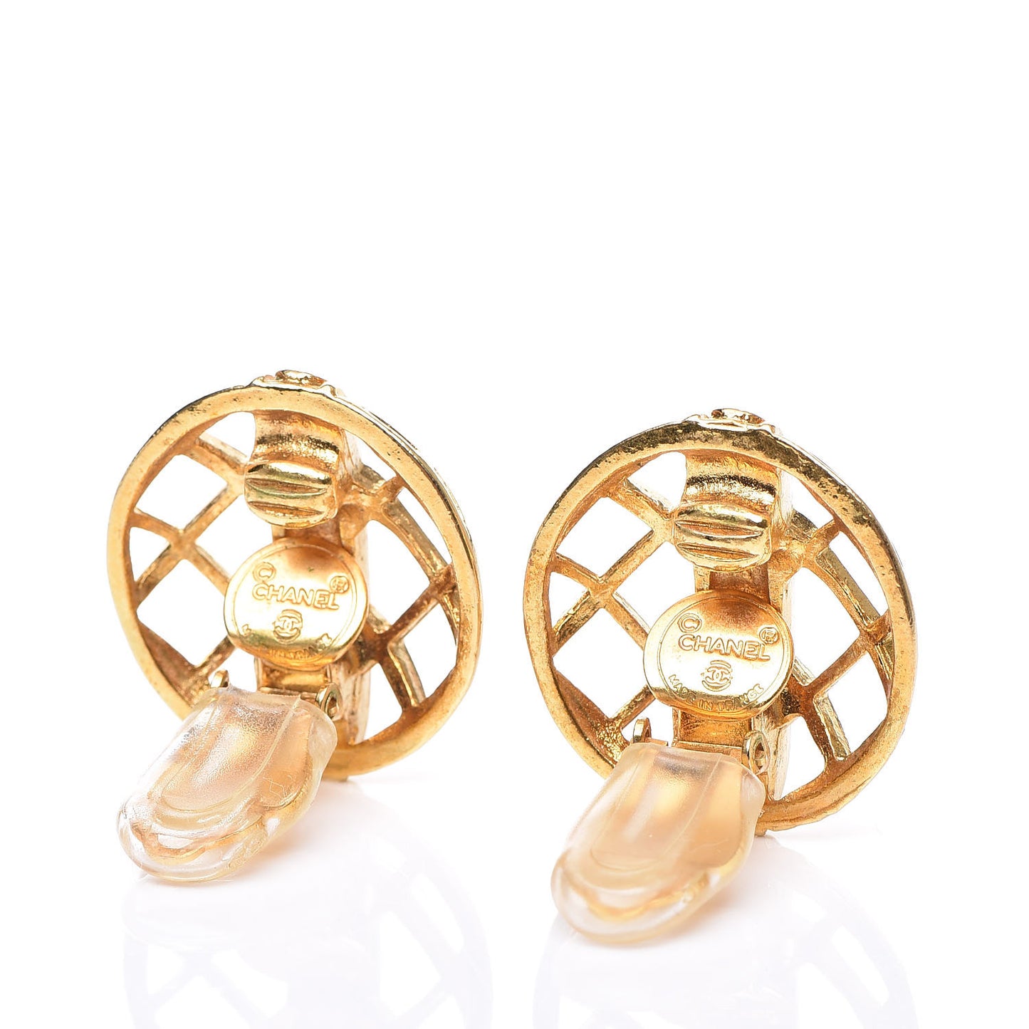 Quilted Clip On Earrings Gold