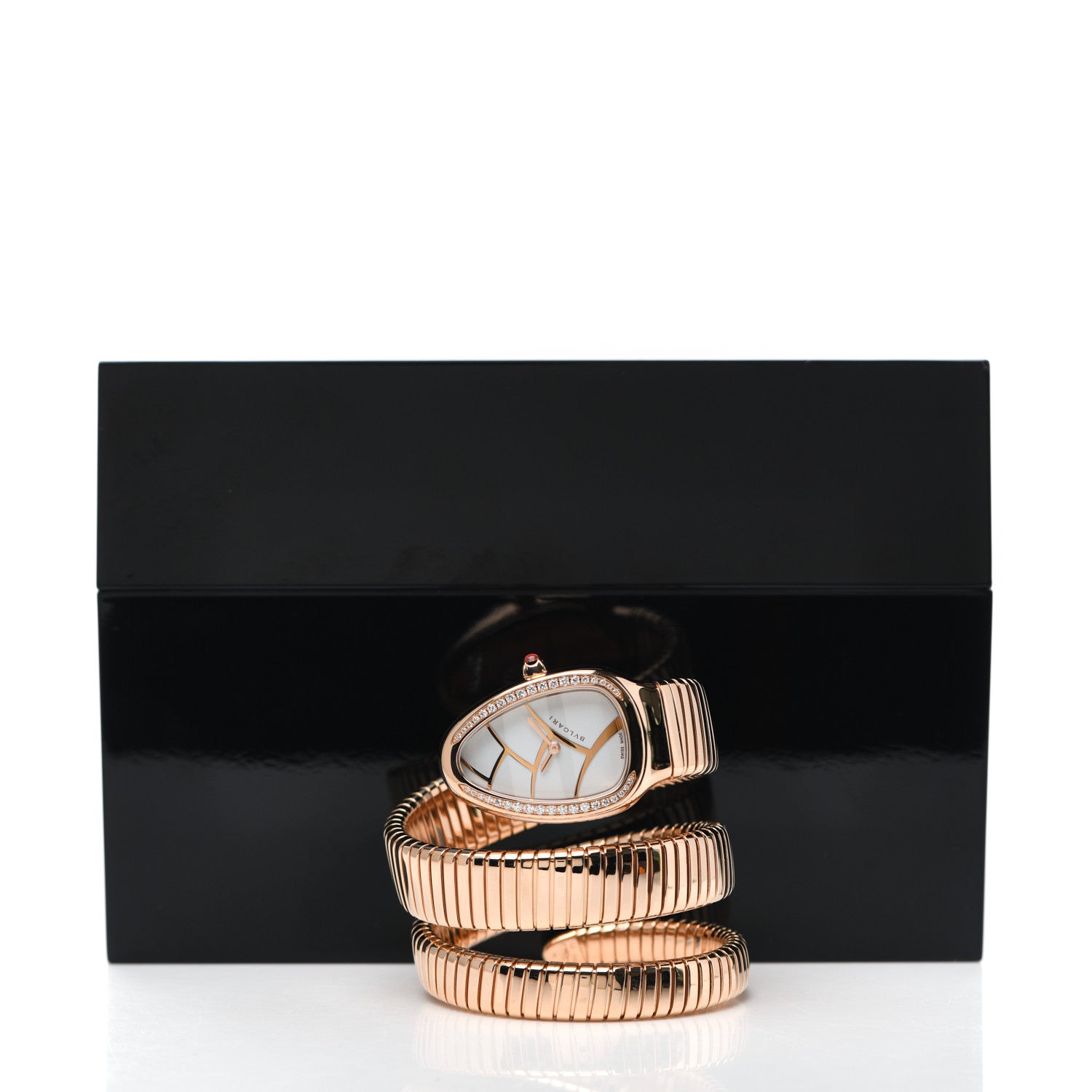Bulgari 18K Rose Gold Diamond Bezel 35mm Serpenti Double Spiral Quartz Watch 5 of 5