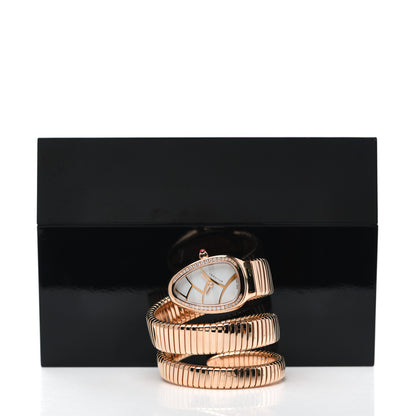 Bulgari 18K Rose Gold Diamond Bezel 35mm Serpenti Double Spiral Quartz Watch 5 of 5