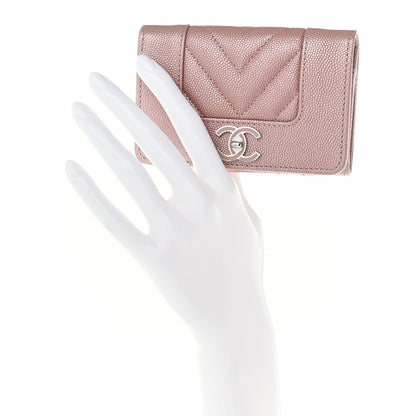 Chanel Caviar Chevron Quilted Flap Card Holder Pink Pink 2 of 11