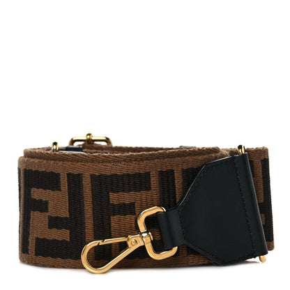Fendi Ribbon Vitello Seta FF 1974 Adjustable Strap You Fango Marrone Black 1 of 4