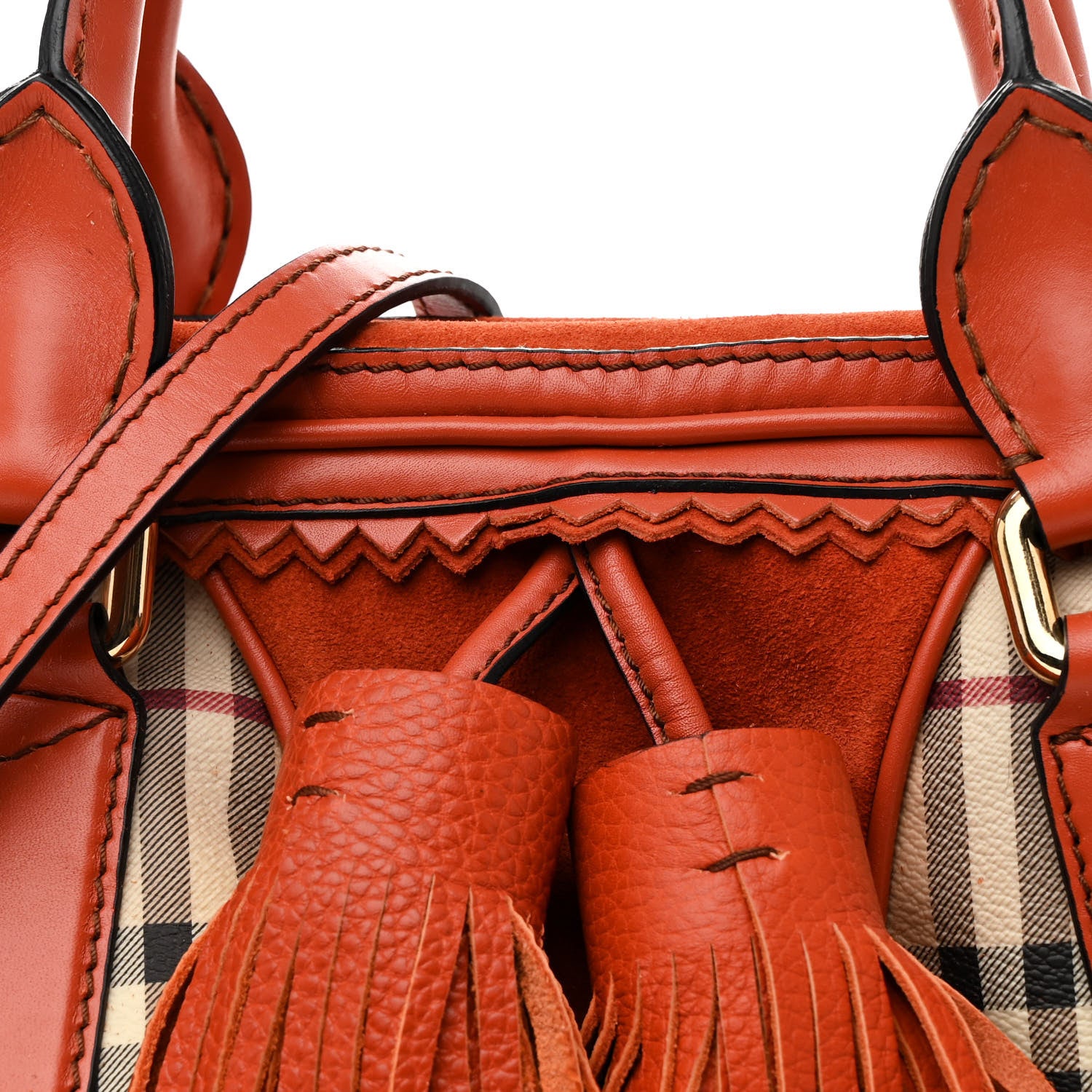 Burberry Haymarket Check Suede Prorsum Tassel Shrimpton Bag