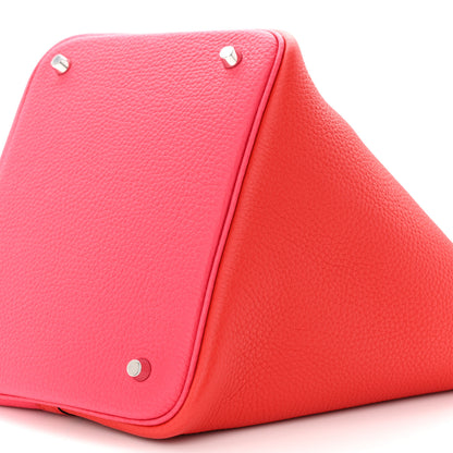 Hermes Taurillon Clemence Casaque Picotin Lock 22 MM Rouge de Coeur Rose Extreme Bleu Zanzibar 10 of 11
