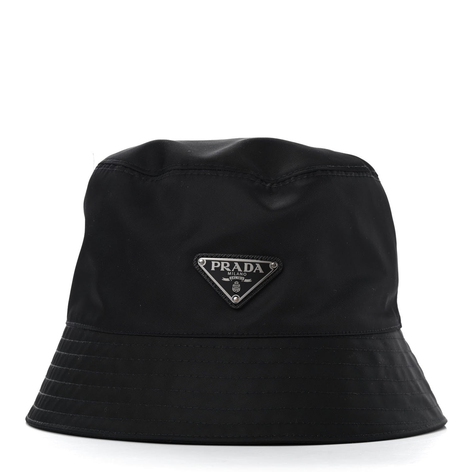 Prada Re-Nylon Saffiano Metal Triangle Logo Mens Bucket Hat L Black 1 of 9
