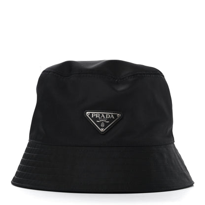Prada Re-Nylon Saffiano Metal Triangle Logo Mens Bucket Hat L Black 1 of 9