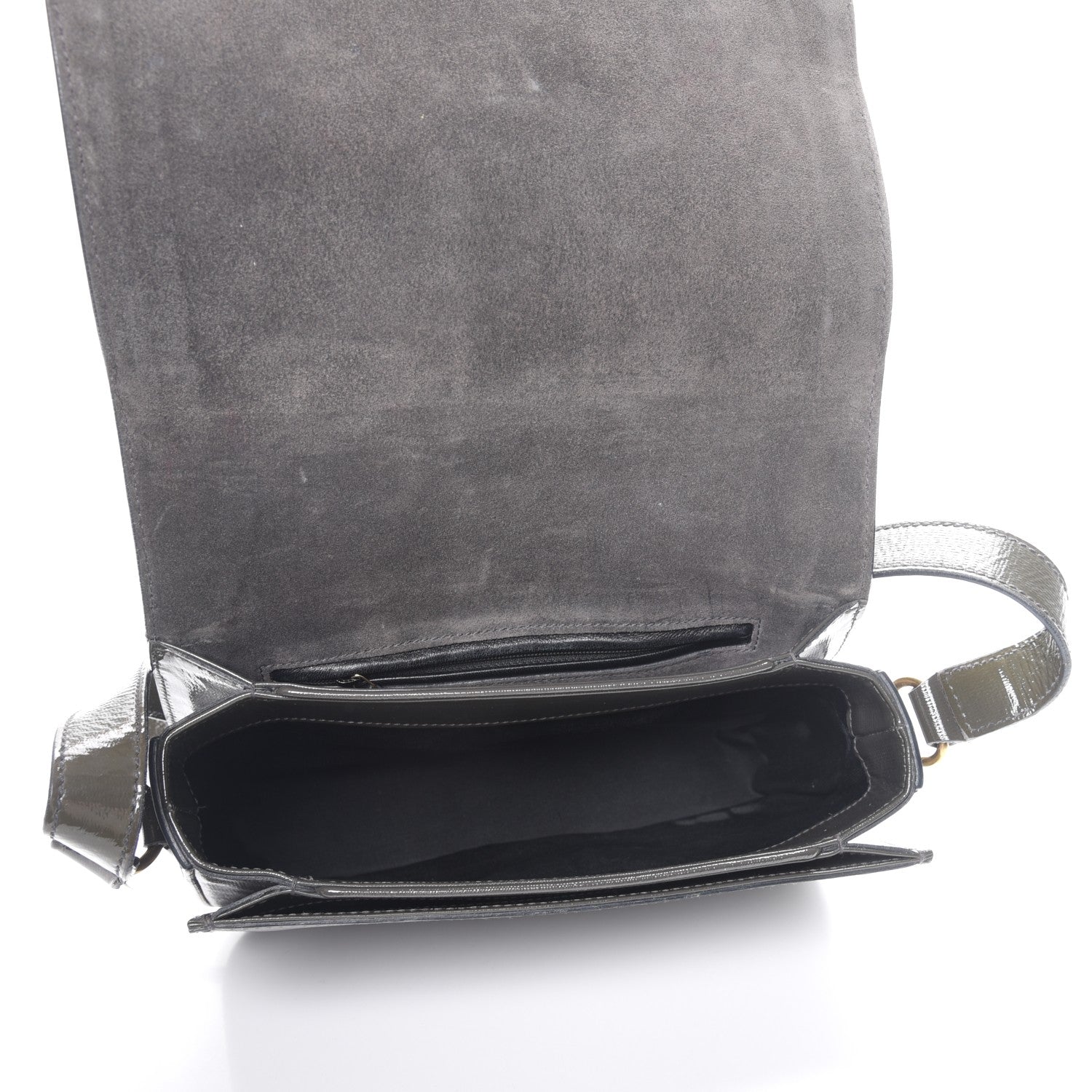 Saint Laurent Patent Calfskin Classic Y Satchel Olive 5 of 7