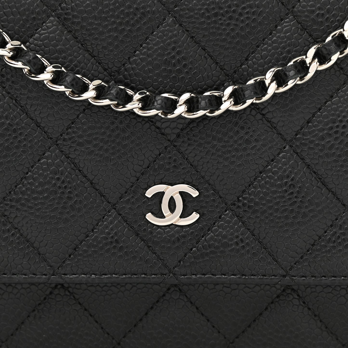 Caviar Quilted Wallet On Chain WOC Black