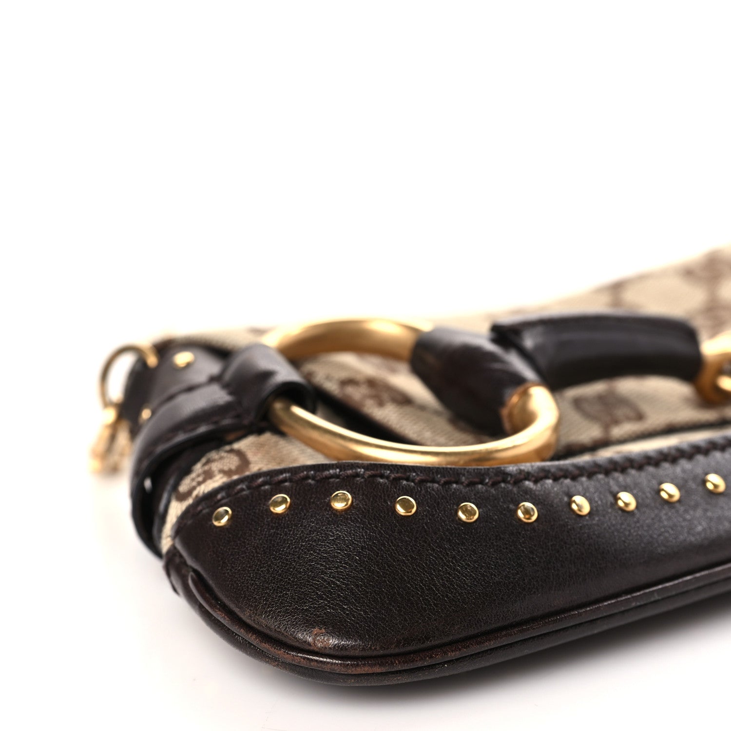 Gucci Monogram Studded Small Horsebit Clutch Dark Brown 8 of 10