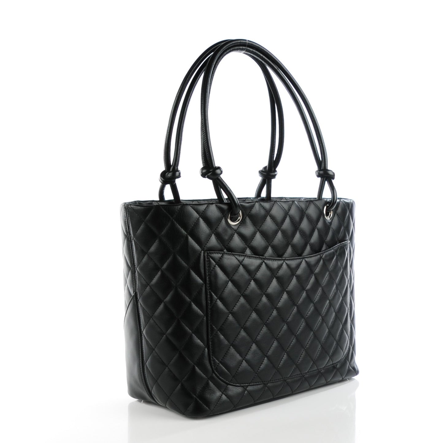 Calfskin Quilted Large Cambon Tote Black