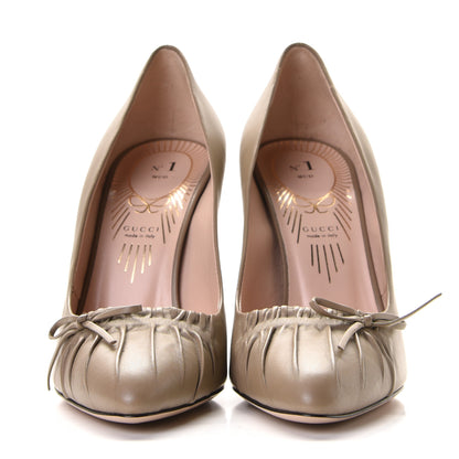 Gucci Nappa Bow High Heel Pumps 38.5 Brown 2 of 9