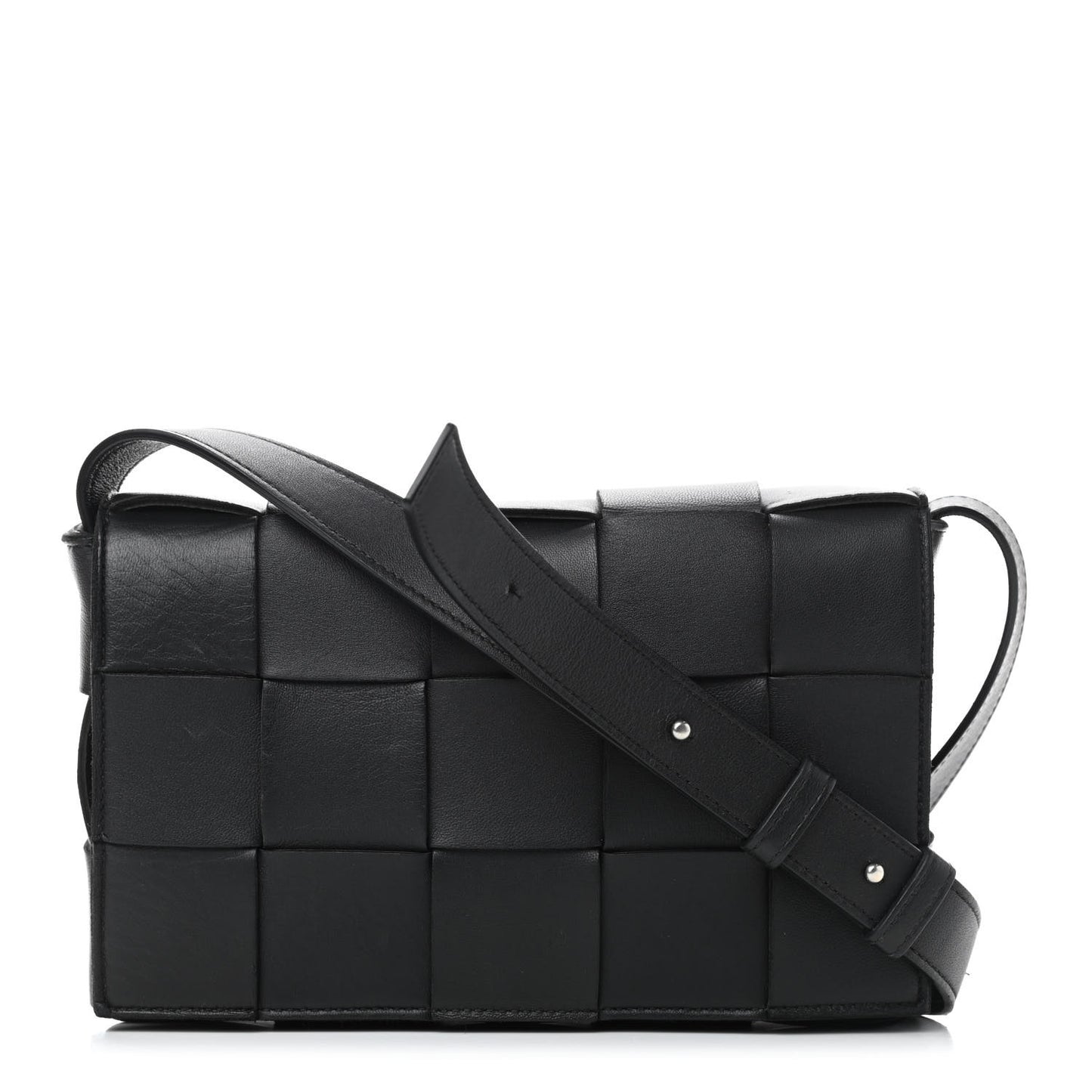 Lambskin Maxi Intrecciato Cassette Crossbody Bag Black