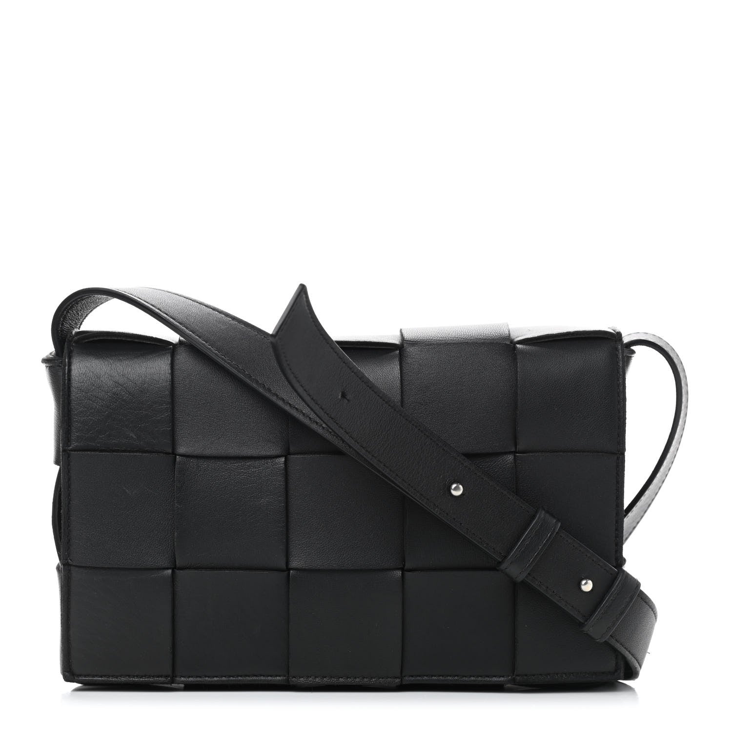 Bottega Veneta Lambskin Maxi Intrecciato Cassette Crossbody Bag Black 1 of 9