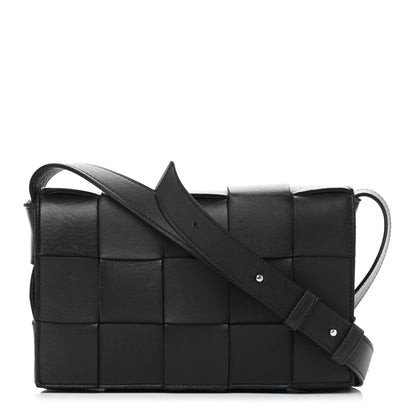 Bottega Veneta Lambskin Maxi Intrecciato Cassette Crossbody Bag Black 1 of 9