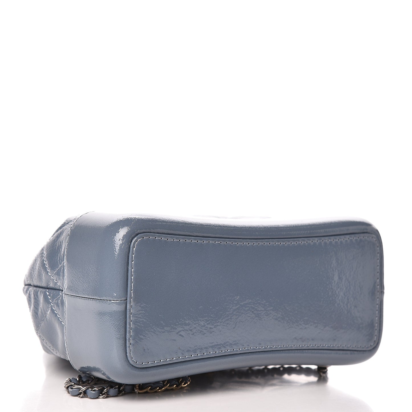 Patent Goatskin Quilted Small Gabrielle Backpack Blue