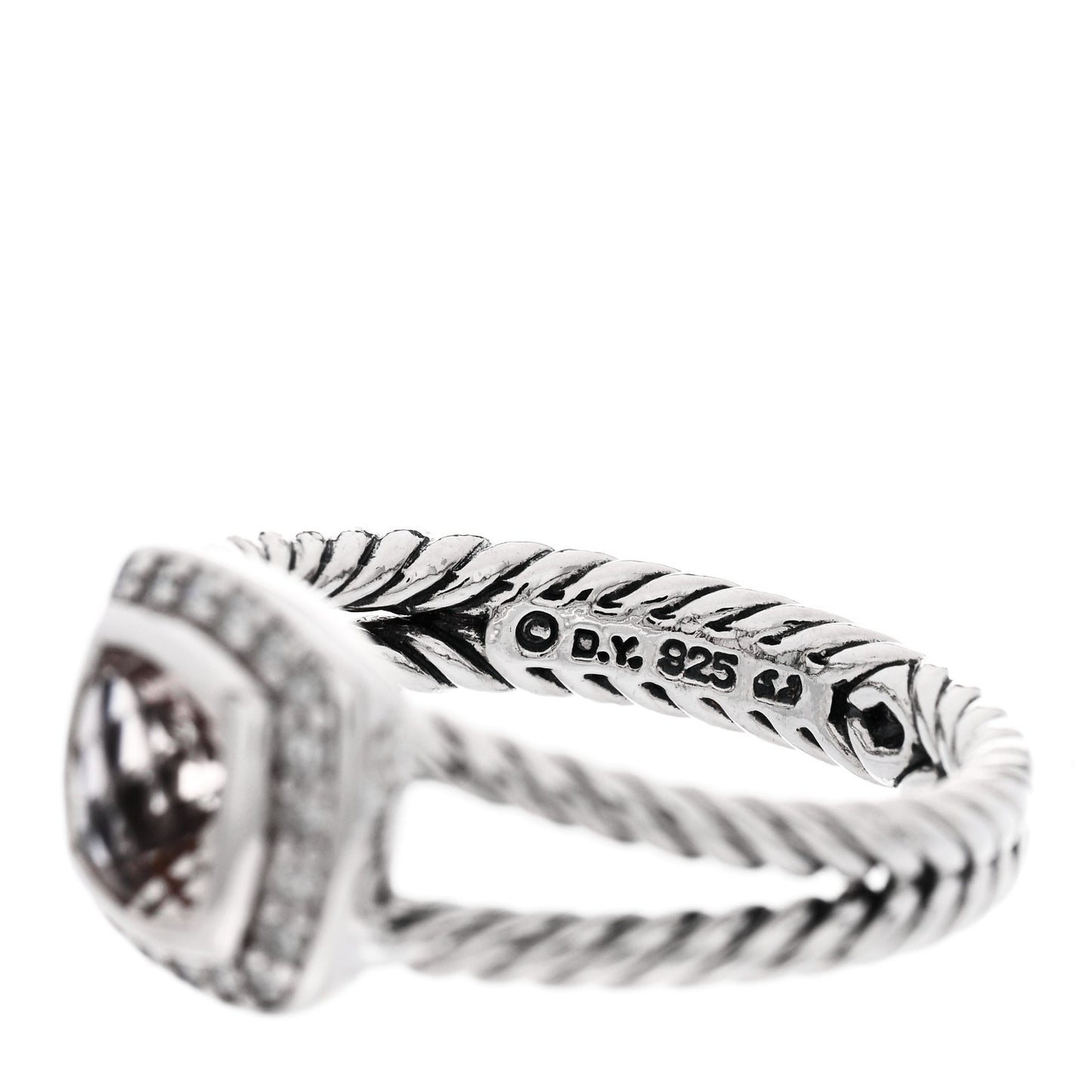 Sterling Silver Diamond Morganite 7mm Petite Albion Ring 57 8