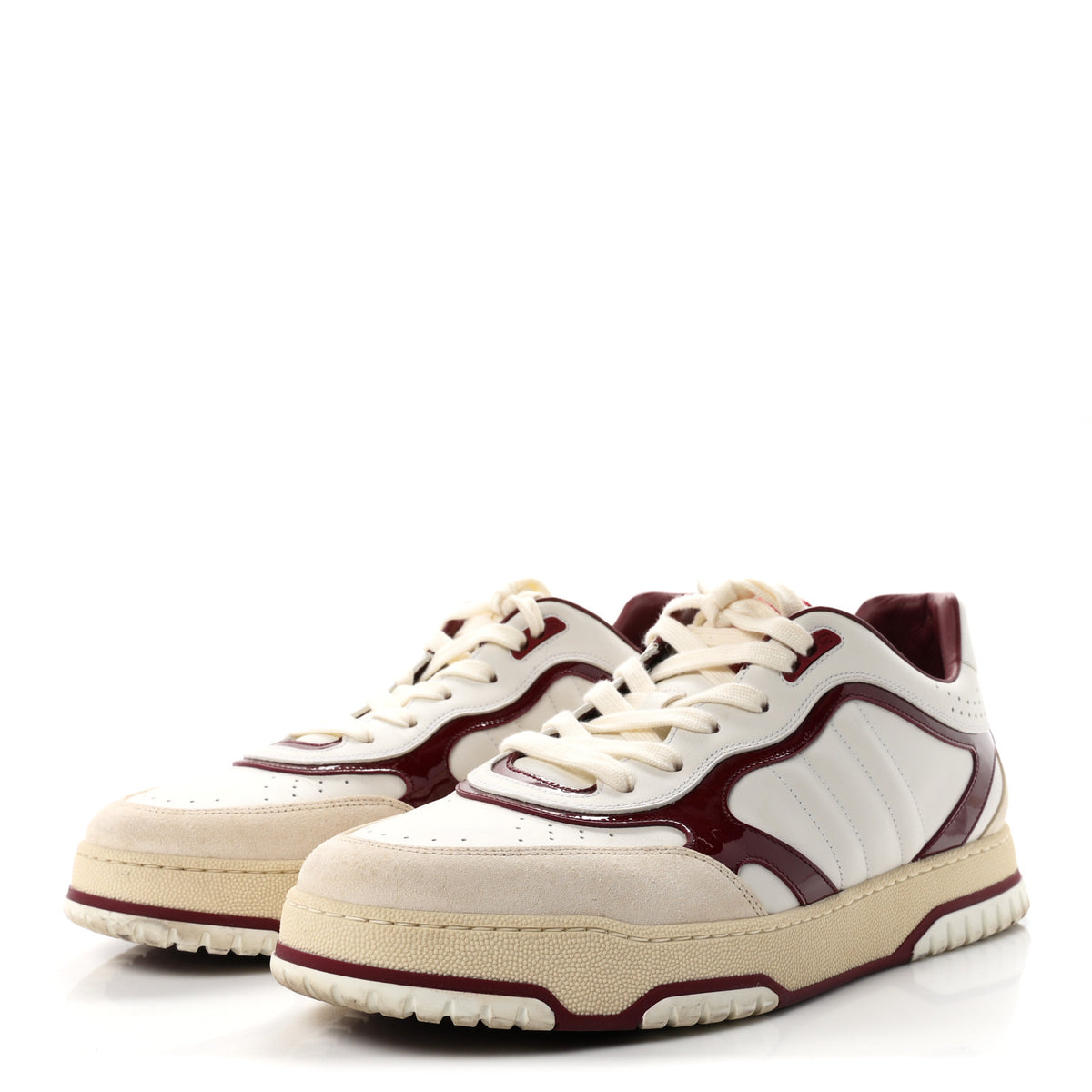 Calfskin Suede Mens Re-Web Sneakers 12.5 Ivoire Red
