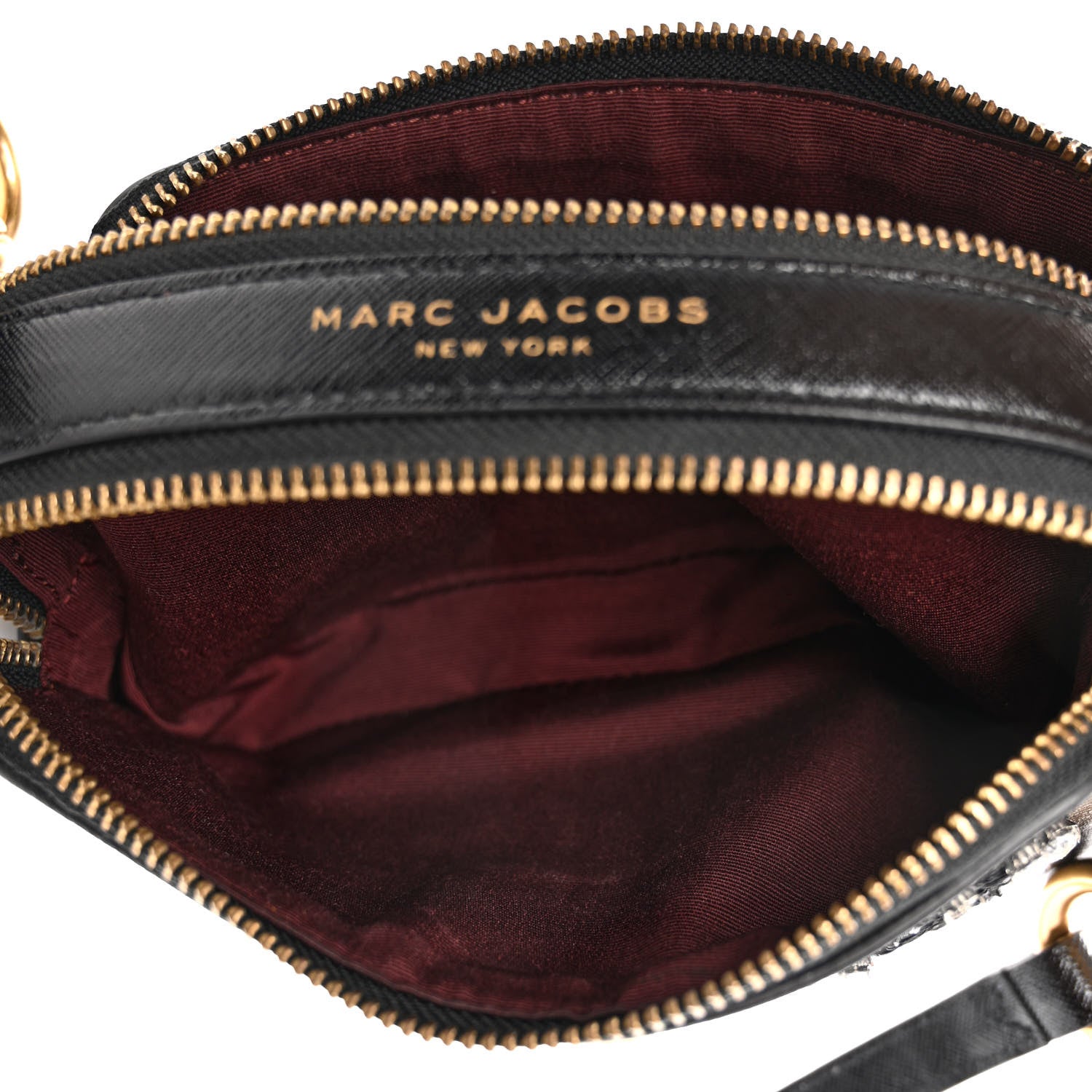 Marc Jacobs Saffiano Sequin Crystal Embellished Small Snapshot Camera Bag Black 6 of 12