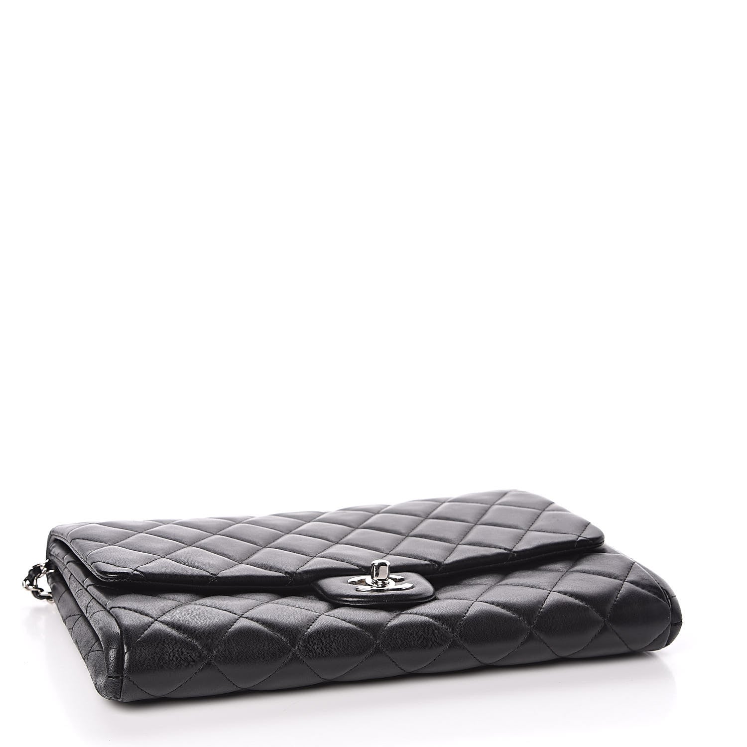 Chanel Lambskin Quilted Clutch With Chain Flap Black 4 of 14