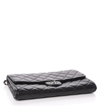 Chanel Lambskin Quilted Clutch With Chain Flap Black 4 of 14