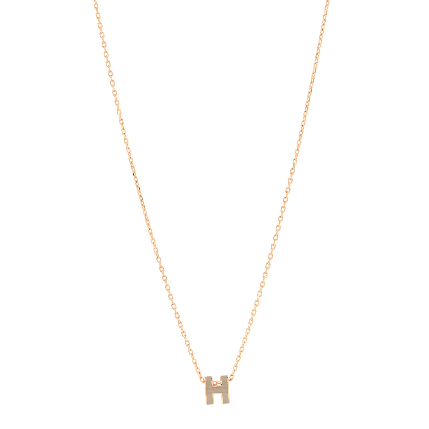 Lacquered Rose Gold Mini Pop H Pendant Necklace Marron Glace