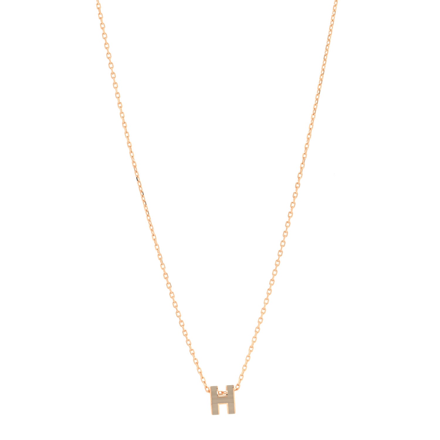 Hermes Lacquered Rose Gold Mini Pop H Pendant Necklace Marron Glace 2 of 5