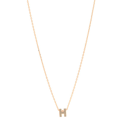 Hermes Lacquered Rose Gold Mini Pop H Pendant Necklace Marron Glace 2 of 5