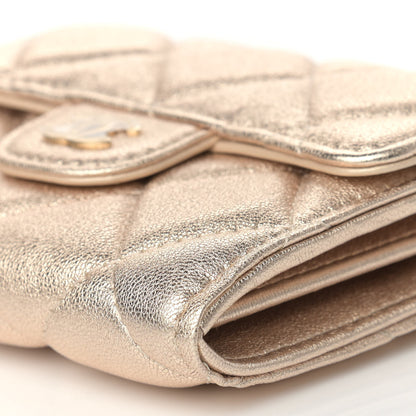 Chanel Metallic Lambskin Quilted Flap Card Holder On Chain Gold 10 of 10