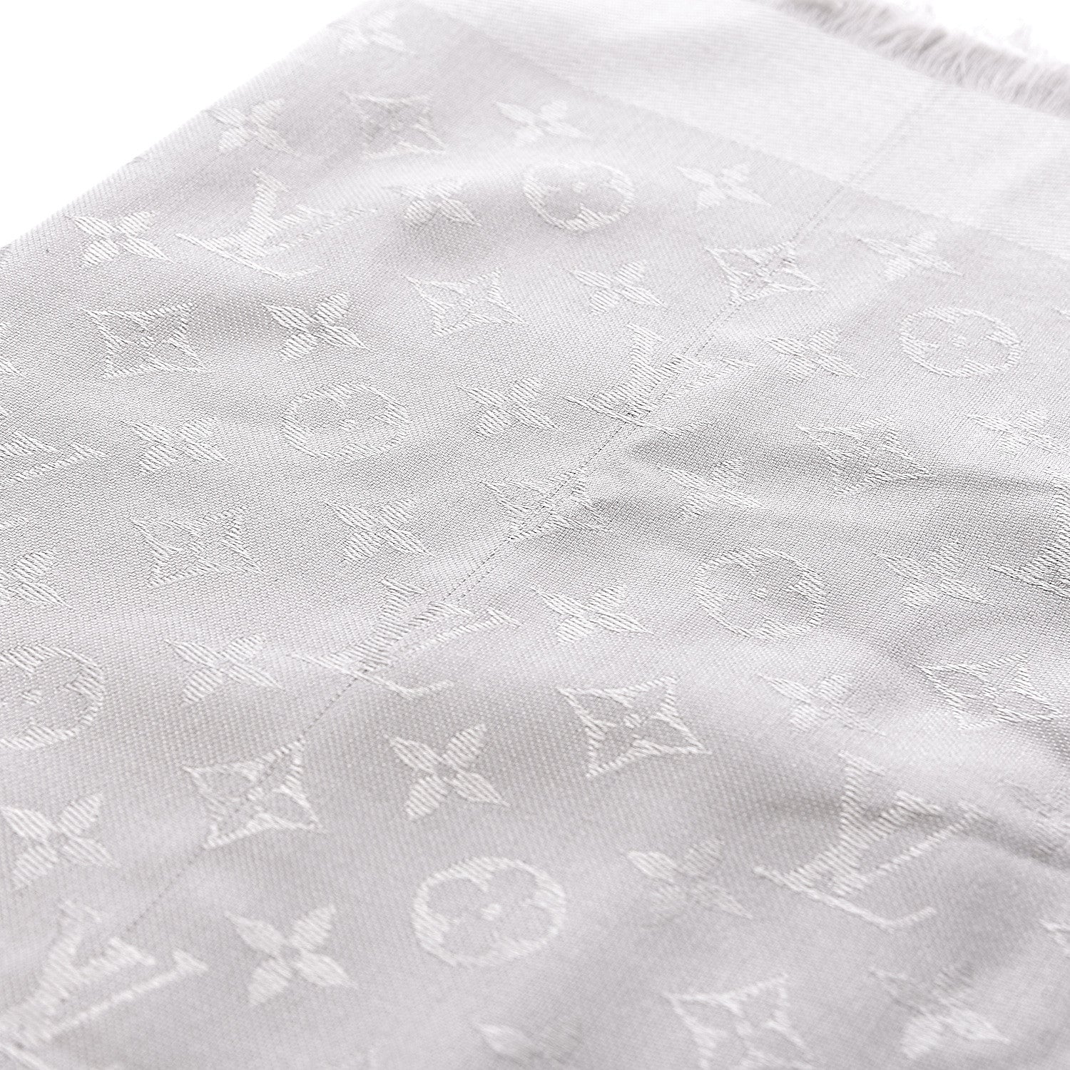 Louis Vuitton Silk Wool Monogram Shawl Beige 4 of 7