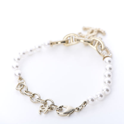 Chanel Pearl Crystal CC Bracelet Gold 3 of 5