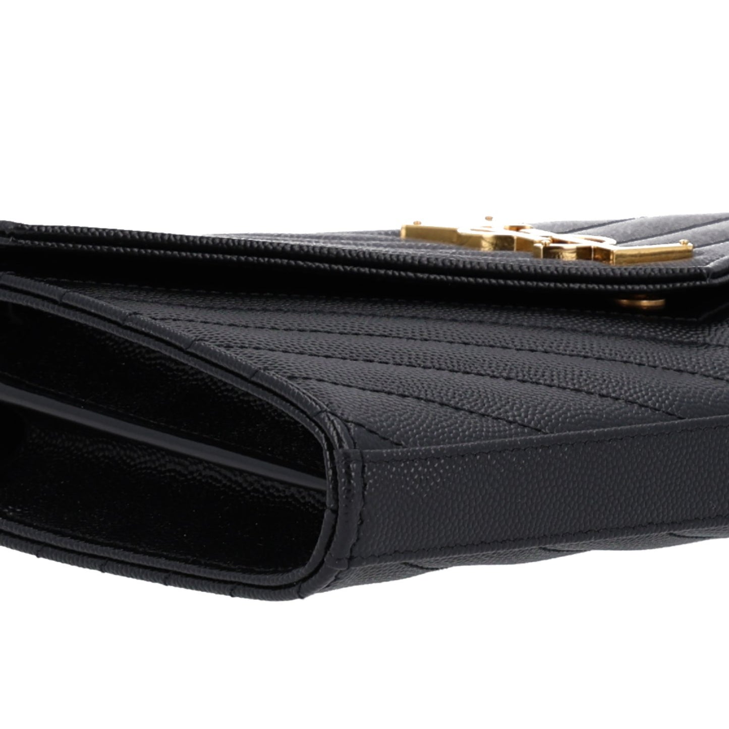 Grain De Poudre Matelasse Chevron Monogram Chain Wallet Black Black