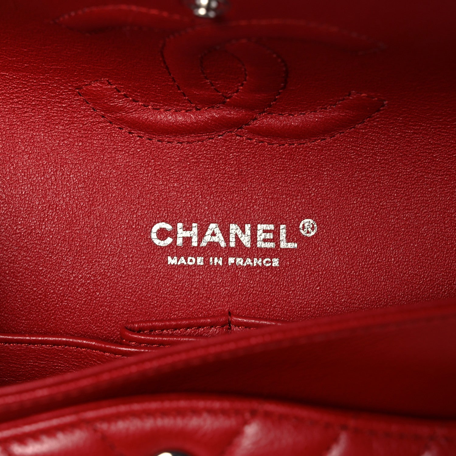 Chanel Caviar Chevron Quilted Medium Double Flap Red 5 of 12