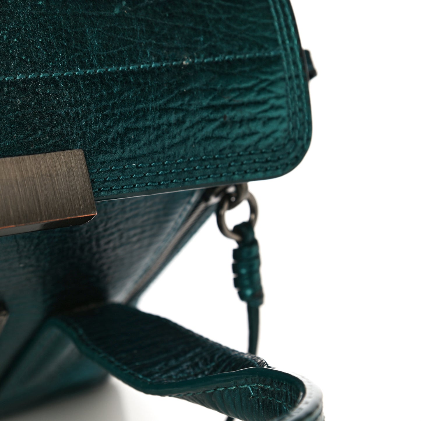Metallic Textured Calfskin Mini Pashli Satchel Turquoise