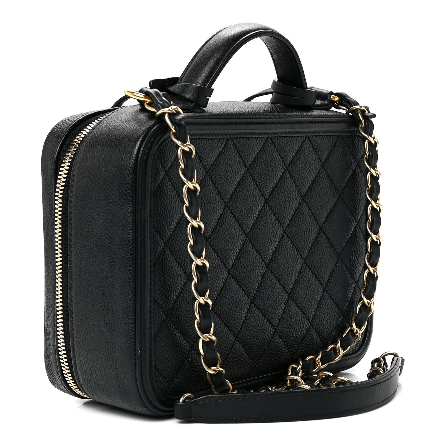 Caviar Quilted Medium CC Filigree Vanity Case Black