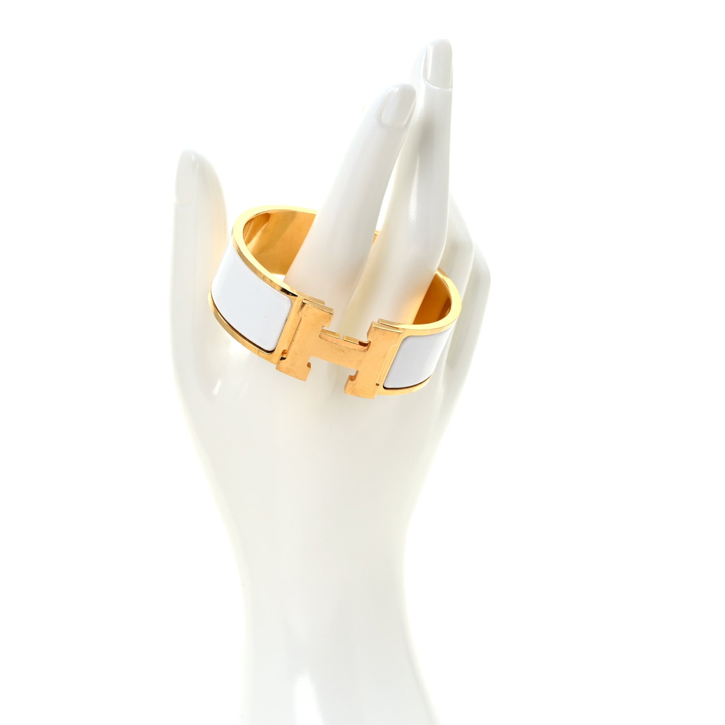 Enamel Wide Clic Clac H Bracelet GM White