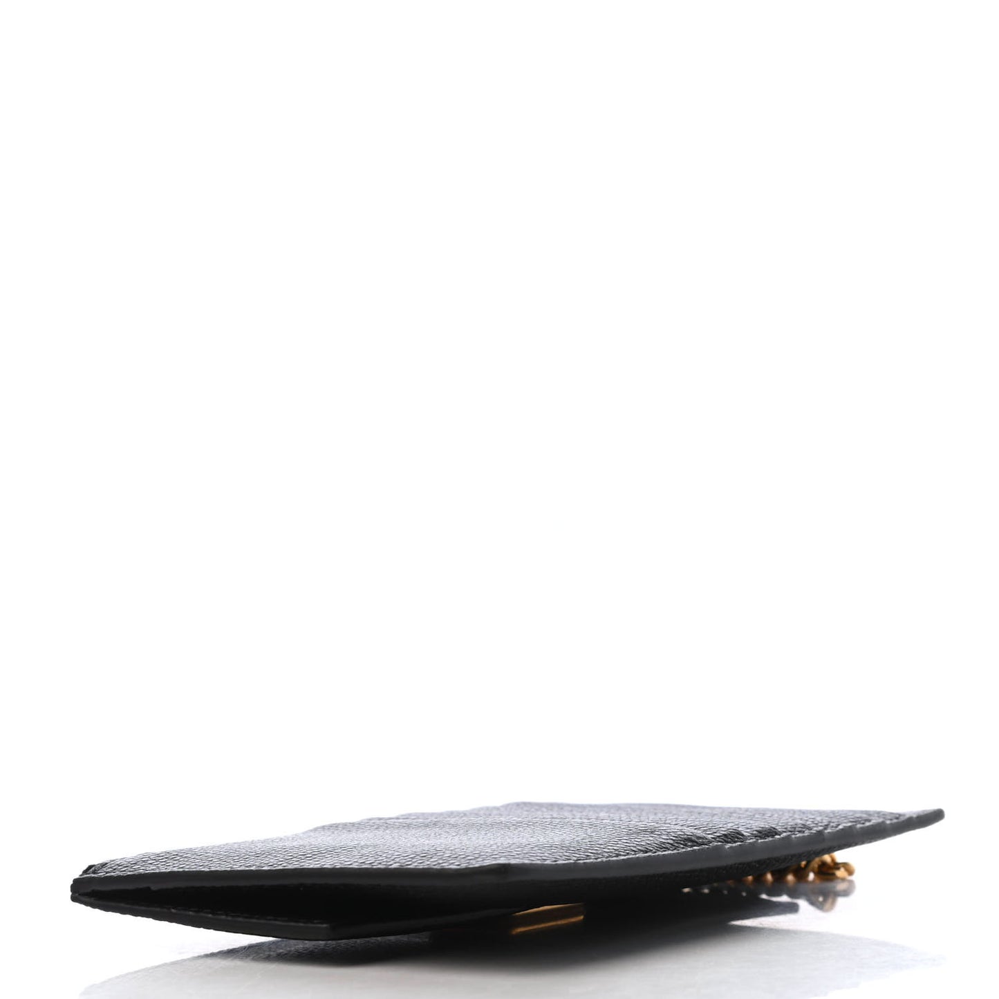Grained Calfskin VLogo Zippered Card Holder Black