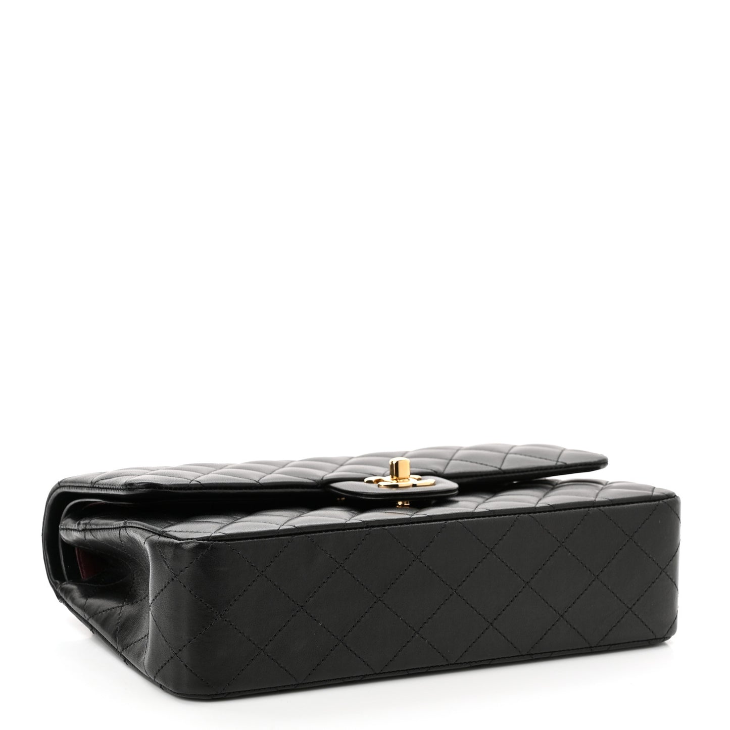 Lambskin Quilted Medium Double Flap Black