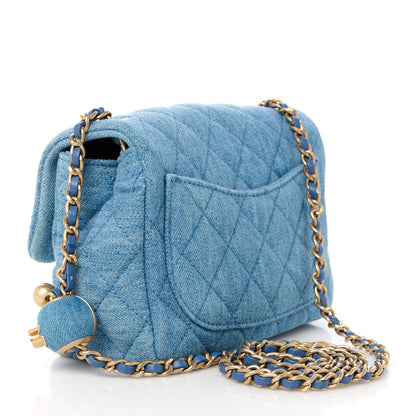 Chanel Denim Quilted Mini Pearl Crush Flap Blue 3 of 12