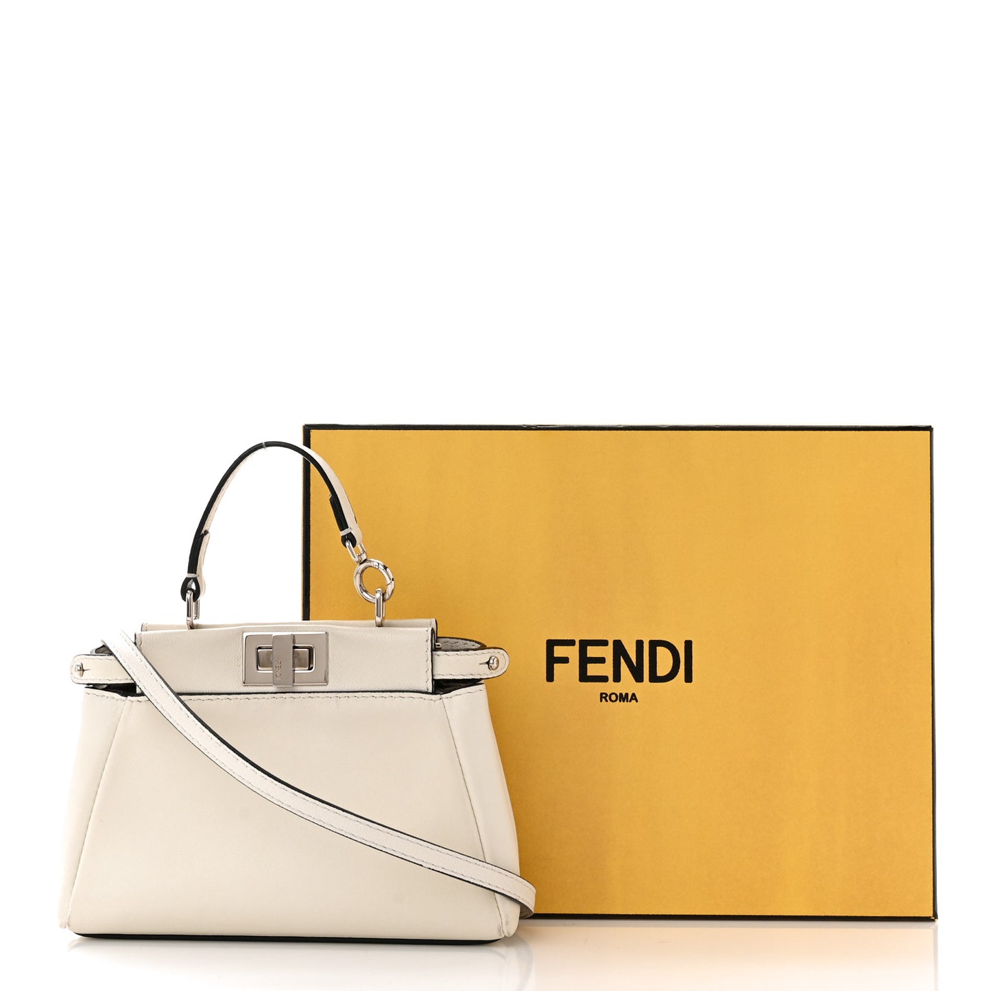 Shiny Nappa Micro Peekaboo Iconic Satchel White