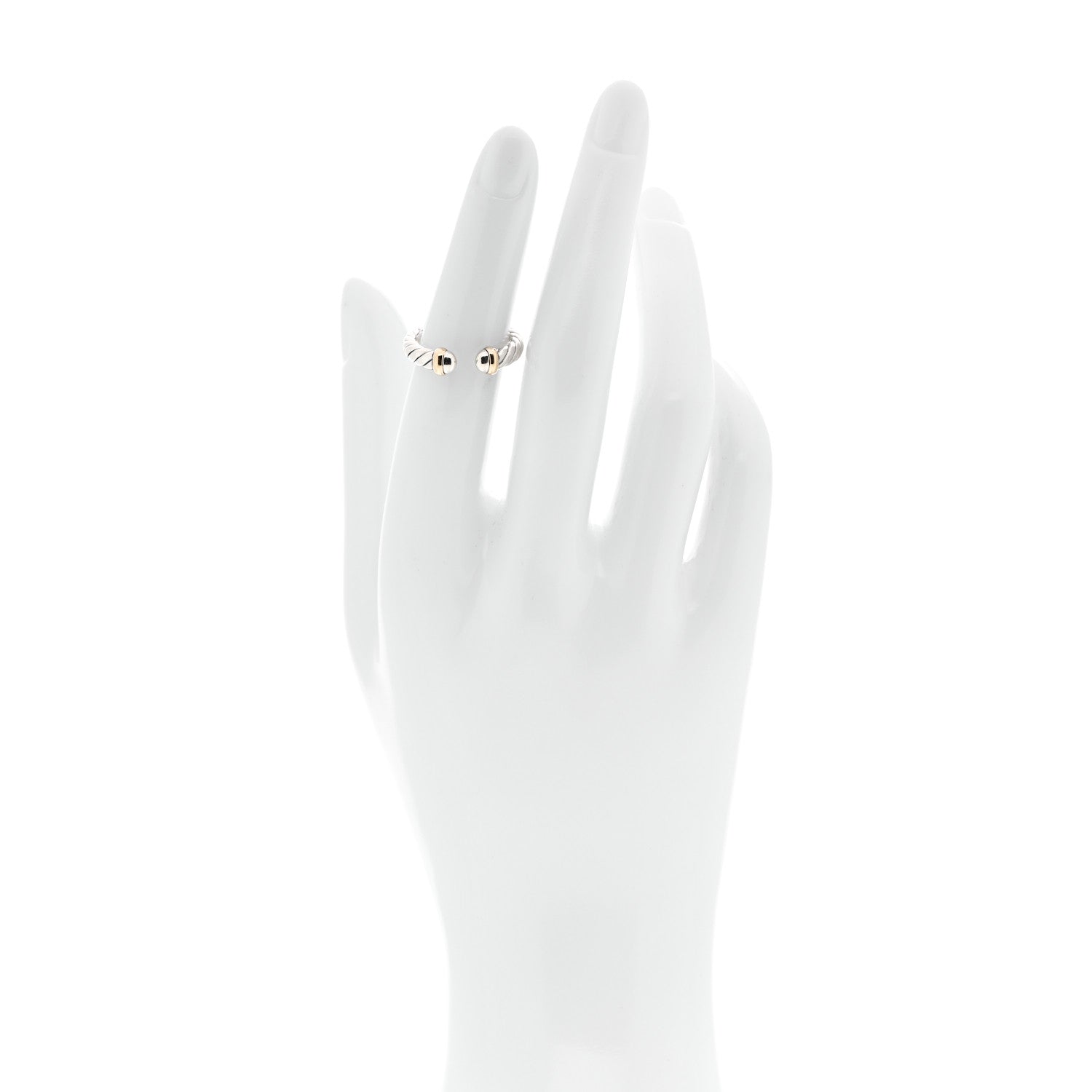 David Yurman Sterling Silver 14K Yellow Gold Petite Cable Flex Ring 49 5 2 of 4