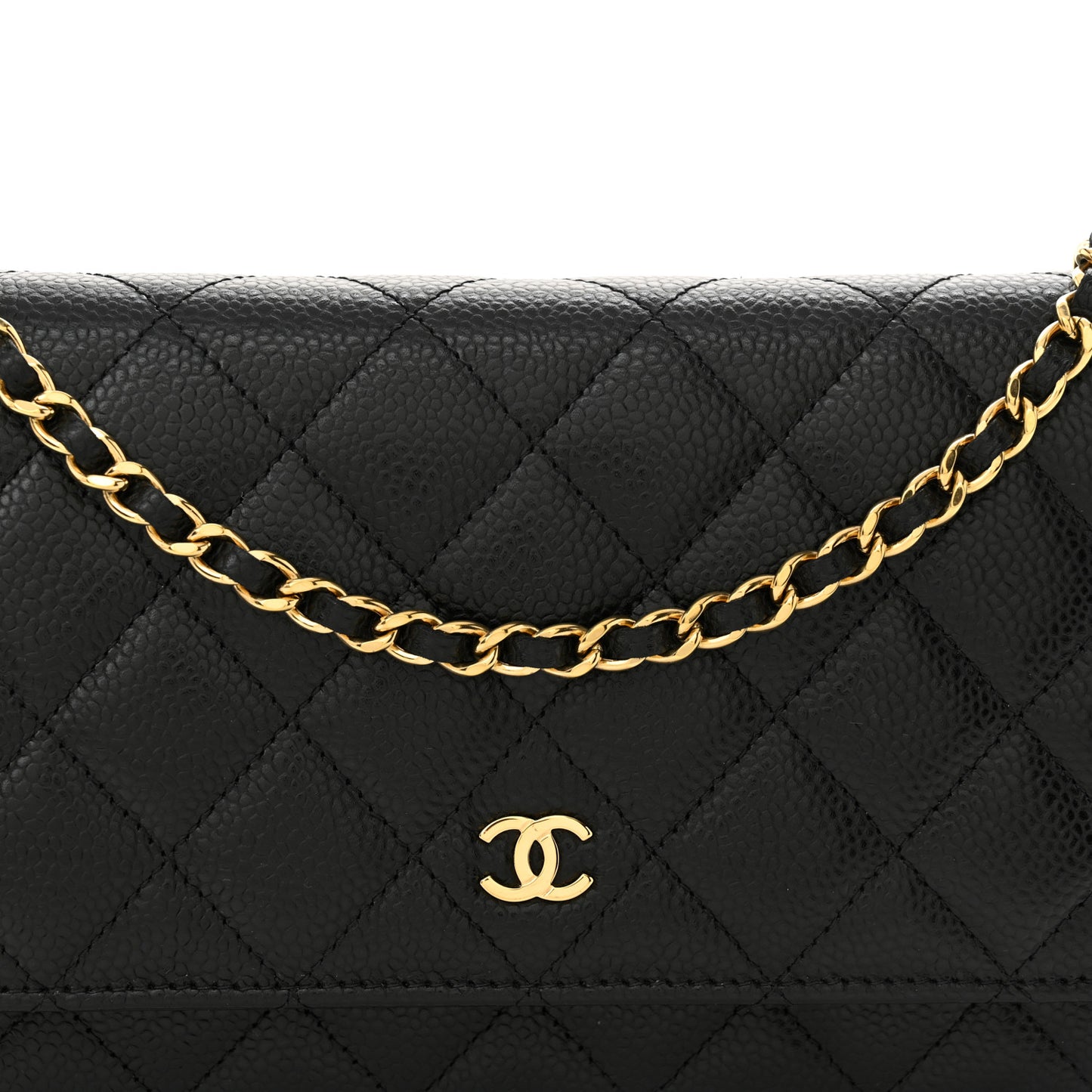 Caviar Quilted Wallet On Chain WOC Black