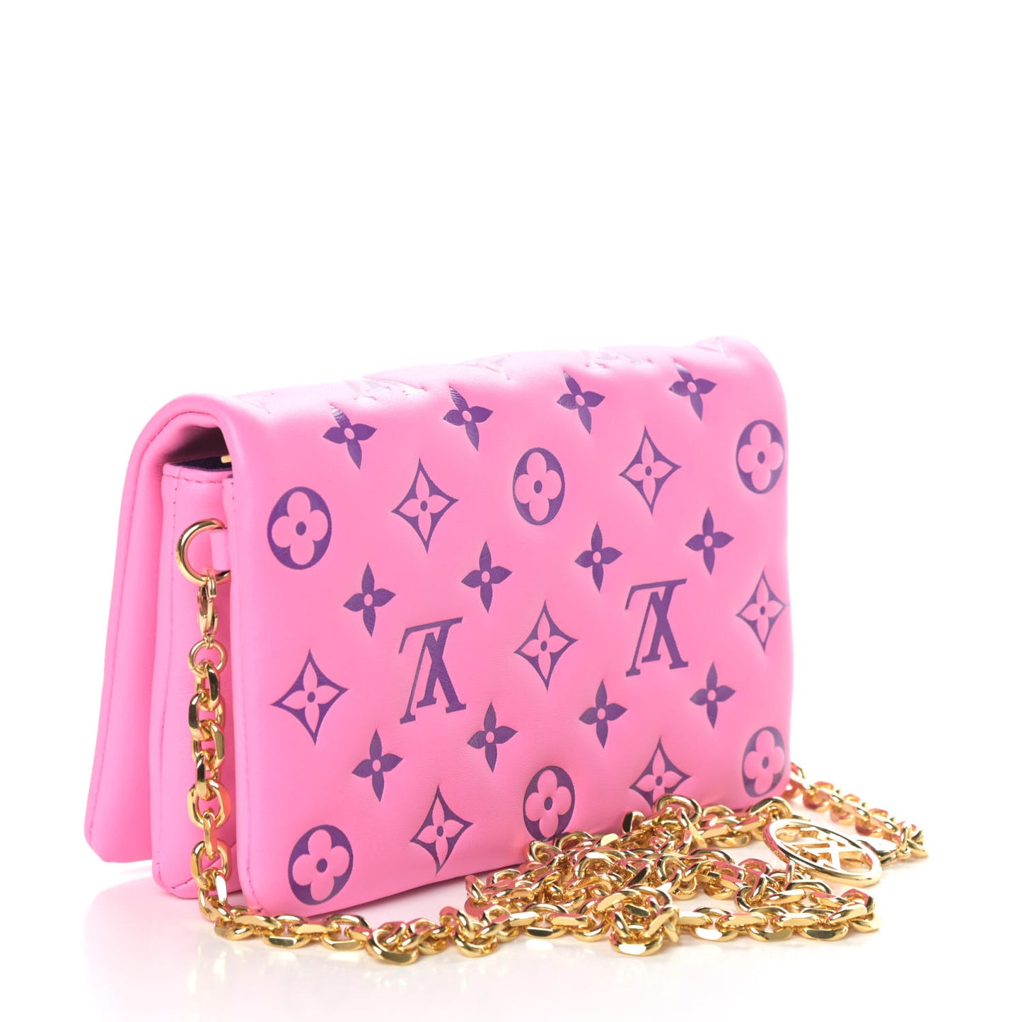 Lambskin Embossed Monogram Vuittamins Pochette Coussin Rose Violet