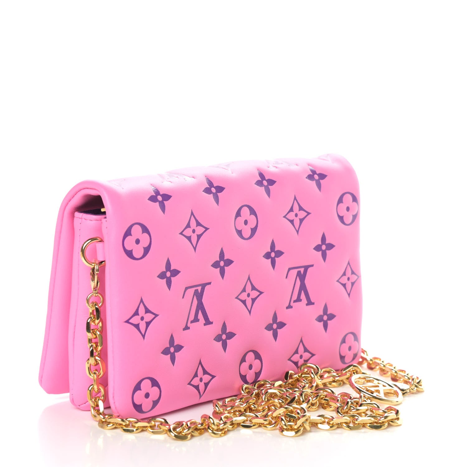 Louis Vuitton Lambskin Embossed Monogram Vuittamins Pochette Coussin Rose Violet 3 of 8