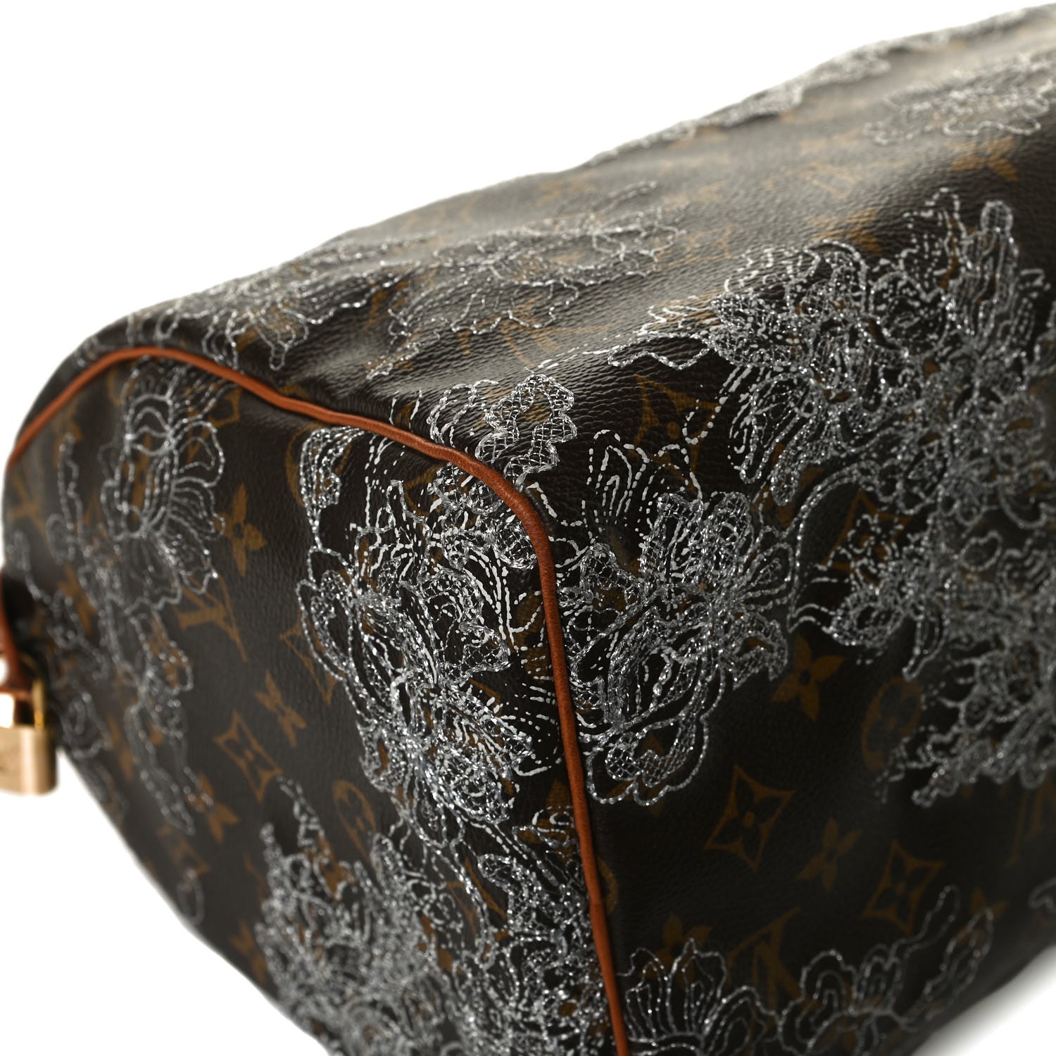 Louis Vuitton Monogram Dentelle Speedy 30 Silver 10 of 15