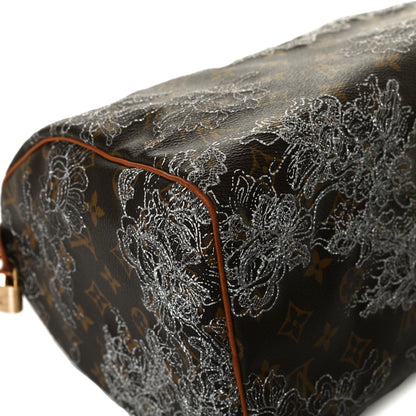 Louis Vuitton Monogram Dentelle Speedy 30 Silver 10 of 15